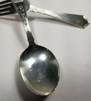 Rare Baker Manchester Sterling Silver Bunny Child Baby Fork and Spoon Gift 4