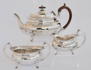 Smart 3 Piece Vintage Angloid Silver Plate Tea Set: Tea Pot,  Creamer & Sugar