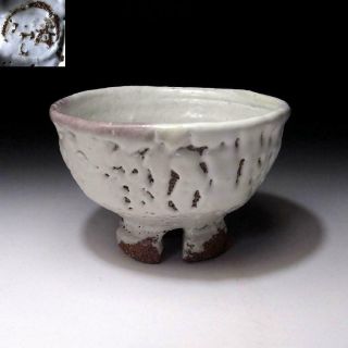 Yl2: Japanese Hagi Ware Tea Bowl With Notched Foot By Seigan Yamane,  Oni - Hagi