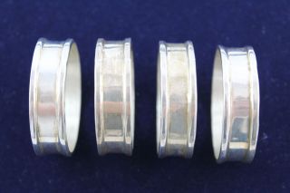 4 X Vintage Stamped Hallmarked.  925 Sterling Silver Napkin Rings (62g)