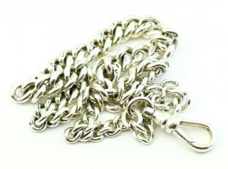 Antique Victorian Solid Sterling Silver Graduated Watch Chain And Dog Clip