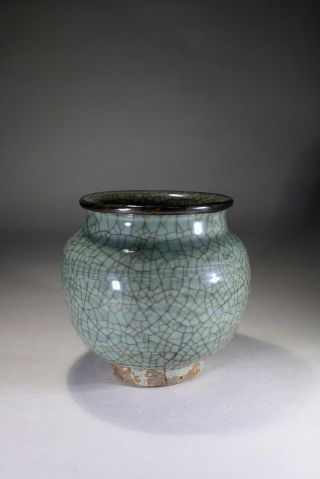 Antique Chinese Celadon Green Crackle Glazed Vase