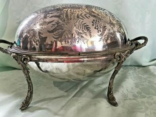 Antique Silver Plated Revolving Domed Top Breakfast Server - For Restore