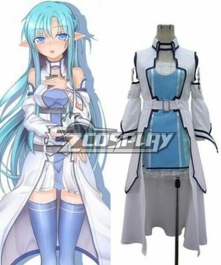 Sword Art Online Asuna Yuuki (alfheim Online,  Alo) Blue Cosplay Costume Dress