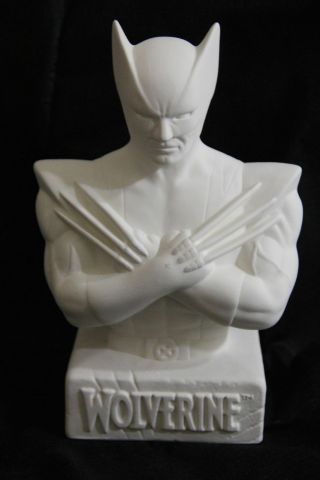 Marvel Wolverine Unpainted Ceramic Bisque Coin Bank Bust Figure Statue Model Kit 2