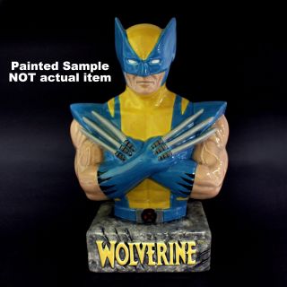 Marvel Wolverine Unpainted Ceramic Bisque Coin Bank Bust Figure Statue Model Kit 5