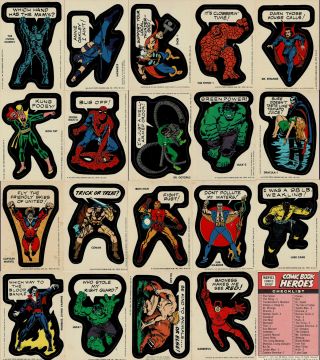 Vintage 1975 Marvel Comics Topps Chewing Gum Stickers & Puzzle Cards