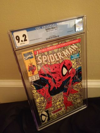Cgc 9.  2 (nm -) Spider - Man 1 - Todd Mcfarlane White Pages/brand Case