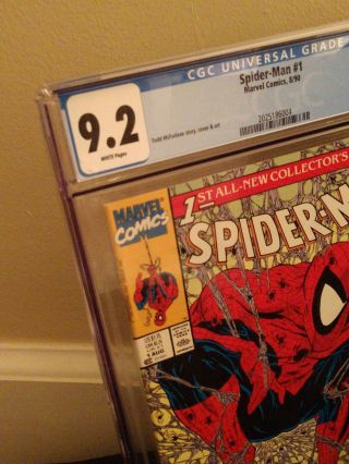 CGC 9.  2 (NM -) Spider - Man 1 - Todd McFarlane White Pages/Brand Case 2
