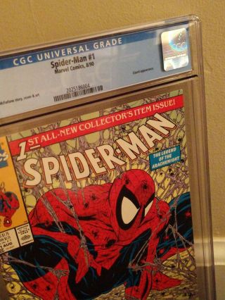 CGC 9.  2 (NM -) Spider - Man 1 - Todd McFarlane White Pages/Brand Case 3