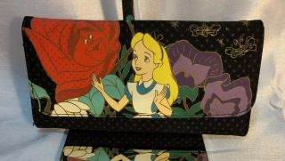 A Cute Walt Disney Alice In Wonderland Black Cotton Wallet