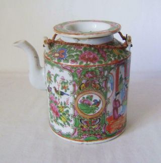 Antique Chinese Famille Rose Porcelain Teapot Tea Pot Rose Medallion Figures