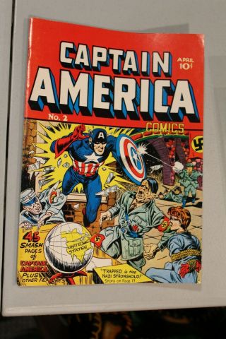 Captain America Comics 2 1941 Timely 1971 Reprint Kirby Hitler Cover Wwii Nazi