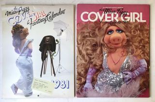 Two 1981 Vintage Miss Piggy Cover Girl Fantasy Calendar & Open Muppets