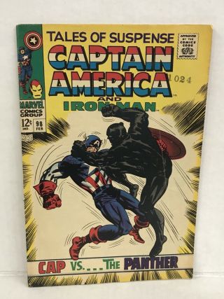 Marvel Tales Of Suspense 98 Black Panther - Vs - Cap America 1967