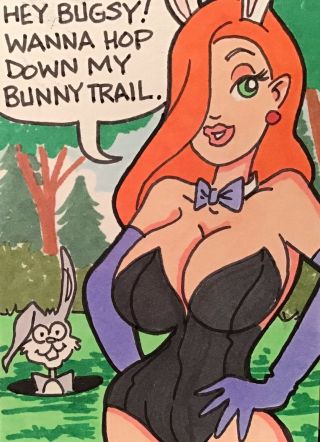 Jim8ball 5471 Hopping Down The Bunny Trail Sexy Comic Art Sketch Card
