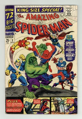 Spider - Man (1st Series) Annual 3 1966 Vg 4.  0