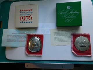 Vintage 1976 & 1977 Towle Sterling Medallions Complete W Box The 12 Days Of Xmas