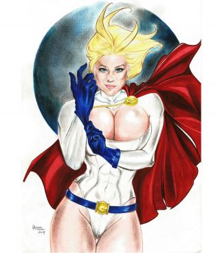 Power Girl By Adriana Tavares - Art Pinup Drawing