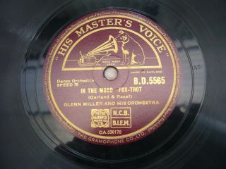 GLENN MILLER IN THE MOOD / OUT OF SPACE HMV LABEL B.  D.  5565 78 RPM 2
