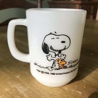Snoopy Fire King Mug Woodstock Ufs This Has Been A Good Day Cup