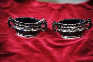 Pair Solid Silver Salts,  Birmingham 1911 Sydney & Co.  40grms Weight