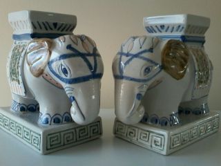 Matching Indian/oriental Elephant Ceramic Vases/planters.  Height 17cm.