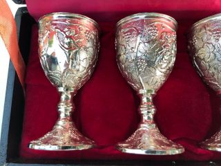 Vintage Corbell & Co Silver - Plated Cordial Mini Goblets Set of 4 in Hard Case 2