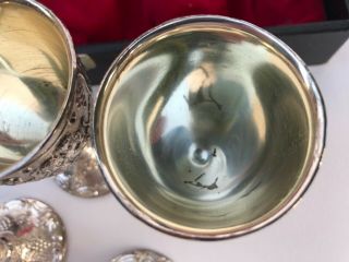 Vintage Corbell & Co Silver - Plated Cordial Mini Goblets Set of 4 in Hard Case 5