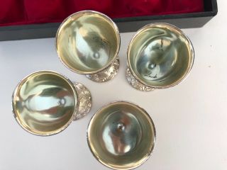 Vintage Corbell & Co Silver - Plated Cordial Mini Goblets Set of 4 in Hard Case 6