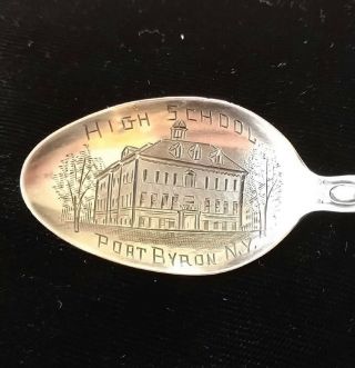 Antique 1908 Sterling Silver Spoon Port Byron Ny High School Manchester Mfg Co.