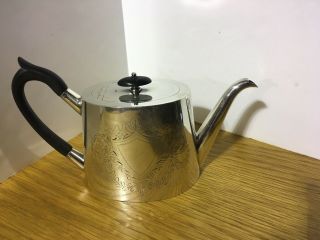 Art Deco Walker & Hall Silver Plated Teapot 1920’s Ebony Handles