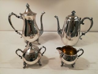 Sheridan Silverplate Tea Set Antique Silverplate 3 Piece.  1 Wm Rogers Teapot