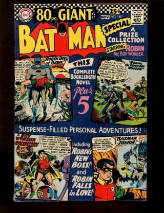 Batman 185 Fn,  Giant Moldoff Robin Commissioner Gordon Reprints 1st Batman Jr