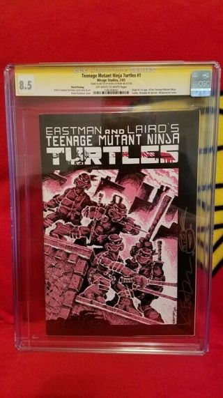 Tmnt 1 (3rd Printing) Cgc 8.  5 Signed By Kevin Eastman And Sketched