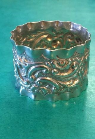 A Stunning Repousse Solid Silver Victorian Napkin Ring B’ham 1899.  A951