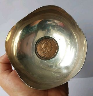 Sterling Silver Pin Dish With George Iii Cartwheel Penny