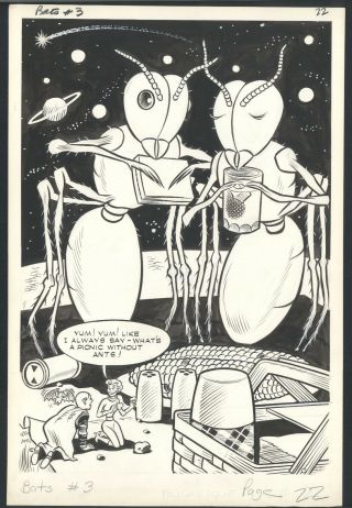 ,  Giant Ants At A Picnic Splash - 2 Page Story By Orlando Busino - Bats 1962