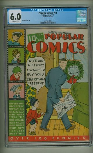 Popular Comics 12 (cgc 6.  0) Off - White Pgs; Christmas Cover; Dell; 1937 (c 23742)