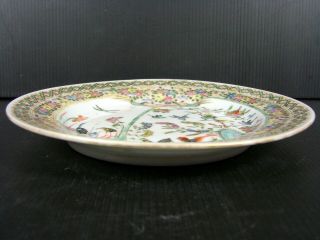 Chinese Export Enamelled Porcelain Birds & Flowers Plate,  not Signed 4