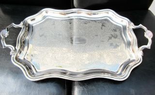 Cavalier Large 19 3/4 " Intricate Vintage Silver Plated Serving Tray