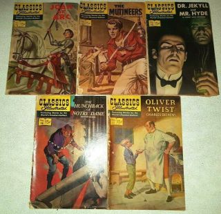 5 Classics Illustrated Back Issues 1965 & 1966 " Classic Covers "