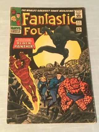 Marvel Comic Book Fantastic Four 52 First Black Panther 1966