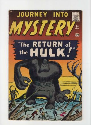 Journey Into Mystery 66 Fn 6.  0 Vintage Marvel Atlas Comic Key Hulk Prototype