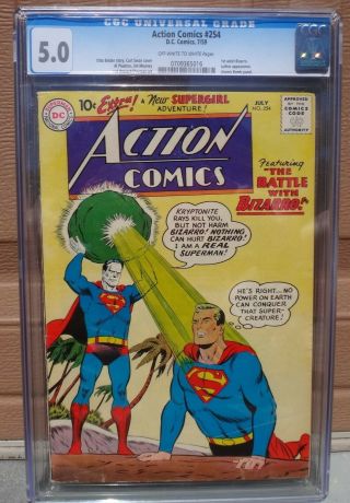 Action Comics 254 Cgc 5.  0 1st Appearance Of Bizarro 1959 Superman Lex Luthor 1