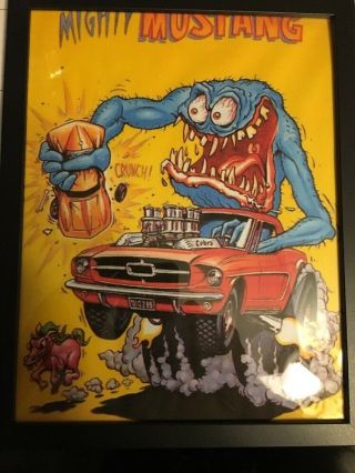 Rat Fink Big Daddy Roth Wall Art “mighty Mustang” Fastback Mach 1 Shelby Cobra