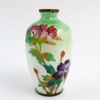 Japanese Ginbari Cloisonne Vase Decorated With Flowers,  Meiji Period