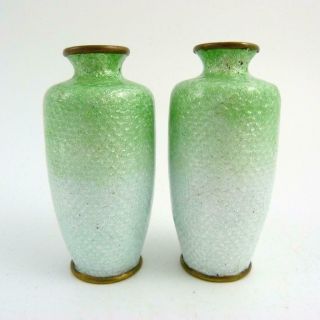 PAIR JAPANESE GINBARI CLOISONNE BOTTLE VASES DECORATED WITH FLOWERS MEIJI PERIOD 4