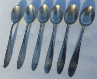 Antique Set 6 Sterling Silver Arts & Crafts Coffee Spoons Hallmarked Unknown