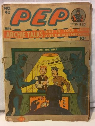 Golden Age Pep Comics No.  42,  1943,  Archie,  The Shield,  Hitler Gets Punched